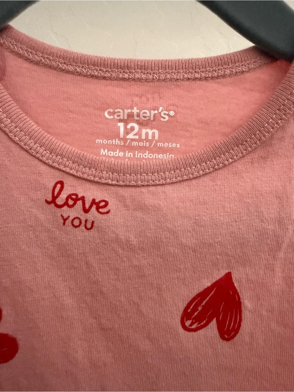 Carter's Pink Long-Sleeve Peplum Top with Red Hearts